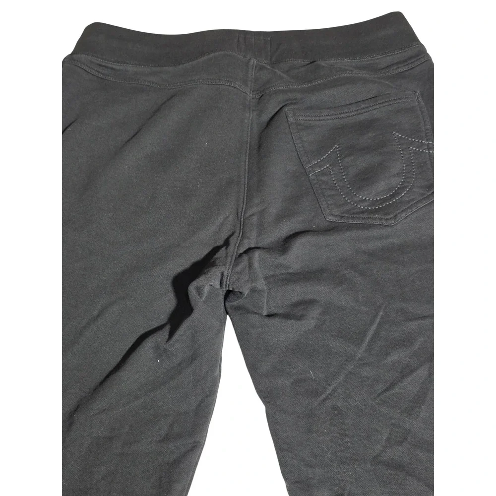True Religion Mens‎ Black Jogger Sweatpants Yellow Horseshoe Logo Size Medium